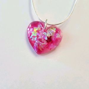 Handmade resin heart necklace